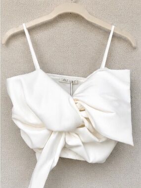 Zara Ivory Knot-Detail Spaghetti Strap Camisole